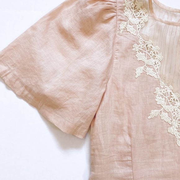 Tularosa Women's Revolve Levy Mini Linen Embroidered Natural Dress Small New - Picture 8 of 10